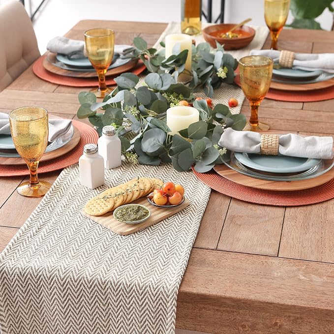 DII Woven Basic Tabletop Collection, Chevron Table Runner, Dark Brown - Image 3