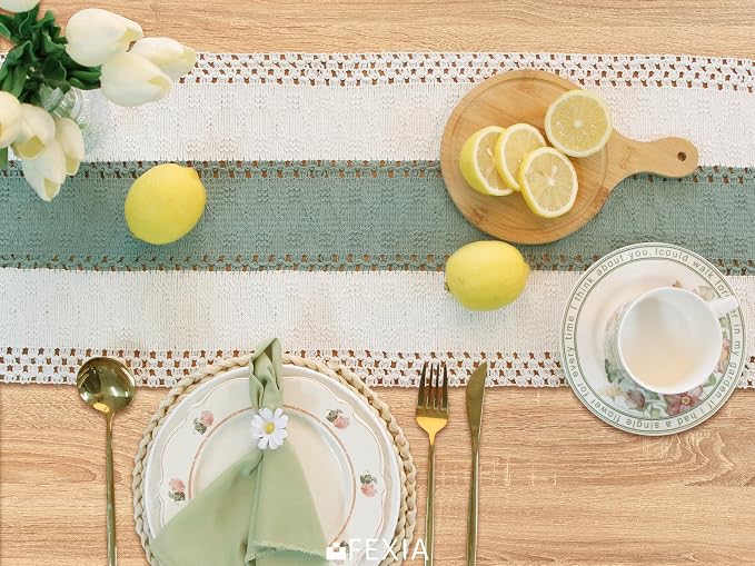 Boho Table Runner for Home Decor 12x48 Sage Green Fall Decorations | 48 Inches - Image 6