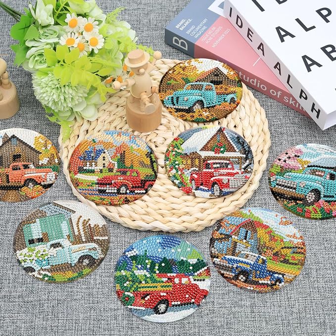 Ekuxom 8 PCS Truck Diamond Art Coasters Kits - Image 2