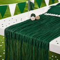 8 Pack Emerald Green Cheesecloth Table Runner 120 Inch Boho Wedding Decor | by Fixwal