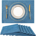 Faux Cotton Linen Placemats Set of 6, Cloth Washable Farmhouse Dining Table Mats by homing