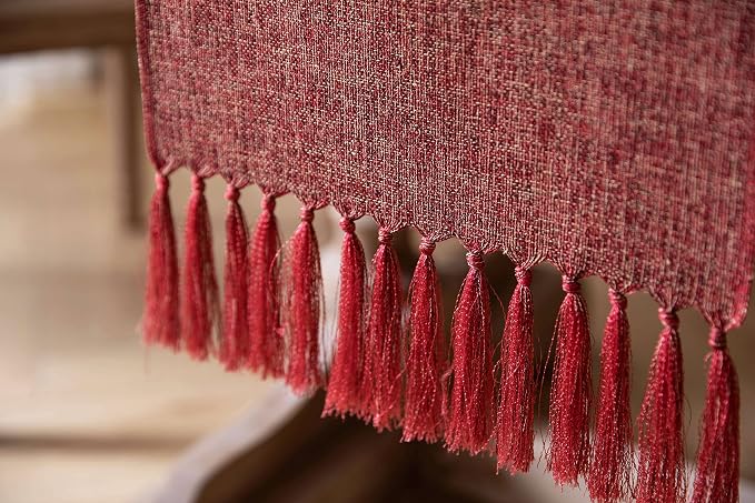 Red Table Runners 48 Inches Long, Burlap Linen Style Rustic Farmhouse Table - Image 6