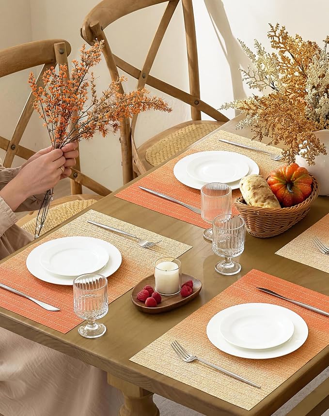 Leetaltree Gradient Burnt Orange Woven Placemats Set of 4 - Image 3