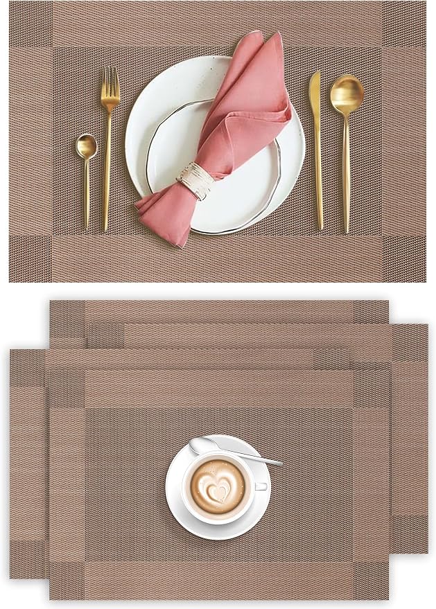 Aofmee Placemats Set of 4, Heat Resistant Place Mats, Washable Durable PVC by Aofmee