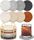 Golden Woven Coasters Set of 8, Absorbent Drink Coasters by Windran