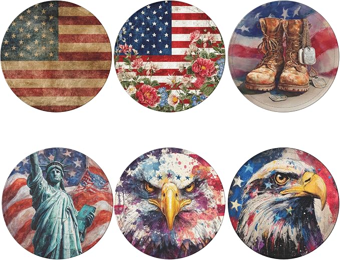 America Coasters Leather Round Drink Coasters 6 Pcs Set - Image 2