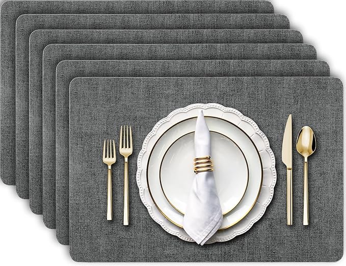 Aofmee Faux Leather Placemats Set of 6 by Aofmee