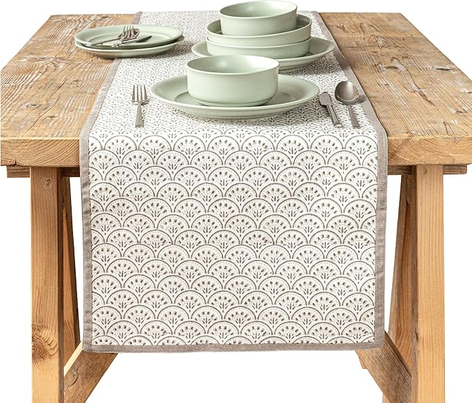 Over&Back 18x108 Hand-Blocked Printed Cotton Table Runner by overback