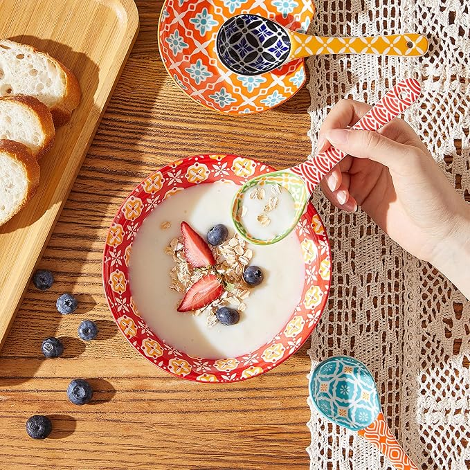 Metahom Ceramic Cereal Bowls, 23 Oz Colorful Soup Bowls, Deep Porcelain Bowl Set - Image 7