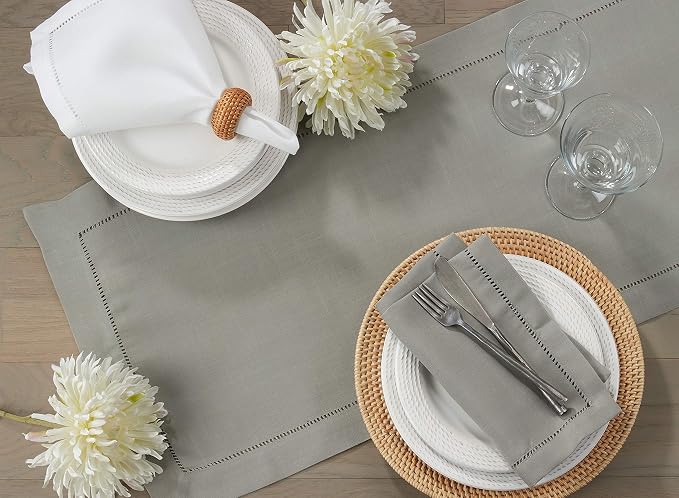 SARO LIFESTYLE Hemstitched Border Table Runner - Image 2