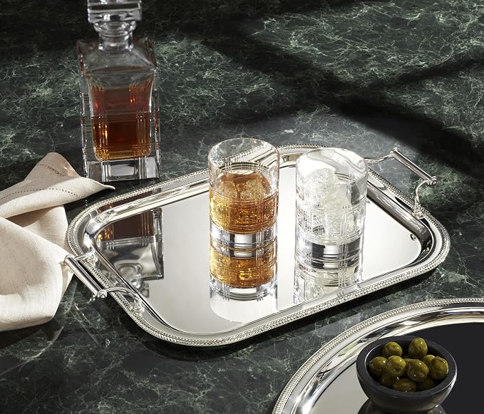 Reed & Barton Silverplate Rectangular Serving Tray, Coffee Table Decor | mirror - Image 3