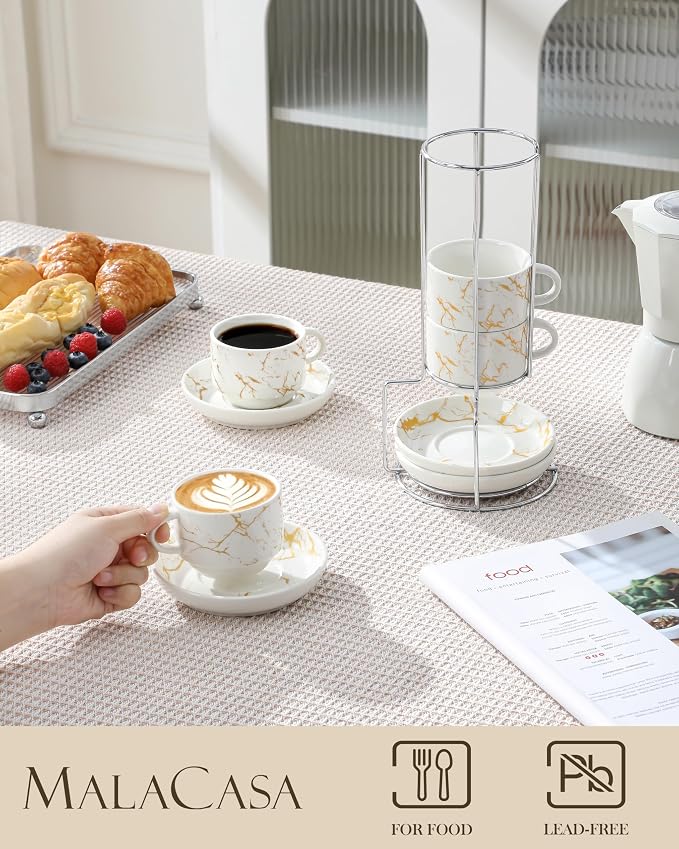MALACASA 4 OZ Porcelain Espresso Cups - Image 3