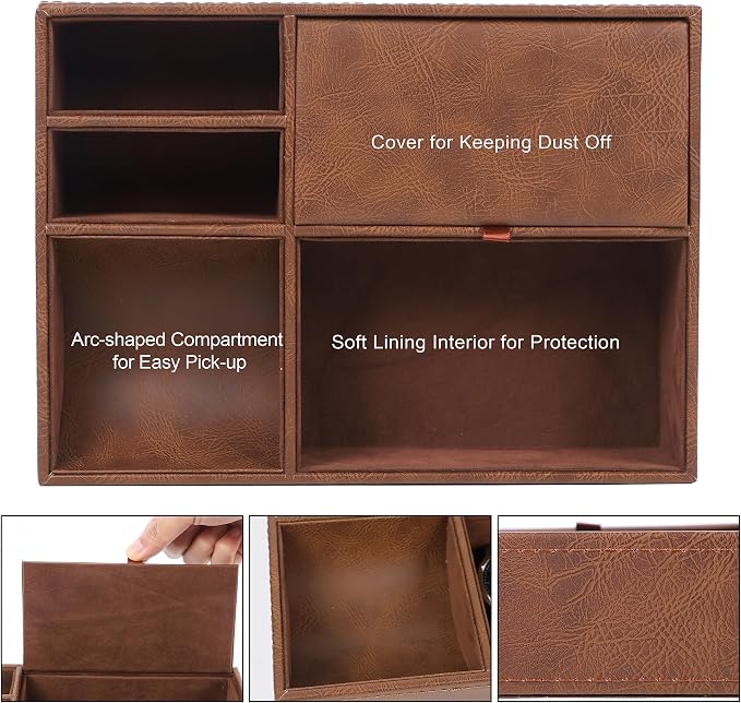 Zcaukya Men's Valet Tray, 5 Compartments, - Image 3