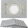 Faux Cotton Linen Placemats Set of 6, Cloth Washable Farmhouse Dining Table Mats by homing
