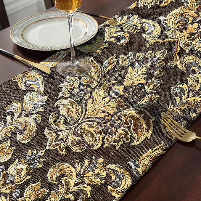 Dark Brown Table Runners 120" Thick Chenille - Image 5