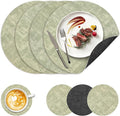 NCUE 13" Faux Leather Round Placemats Set of 4, Reversible Dual-Color | by NCUE