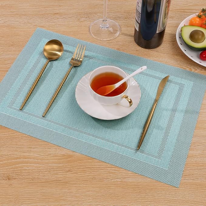 SHACOS Woven Vinyl Placemats Set of 4 Wipe Clean Place Mats - Image 7