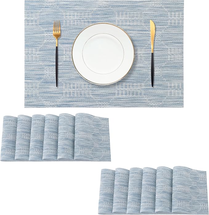 Leetaltree Jacquard Blue Placemats Set of 12 by Leetaltree-ArtatEveryTable