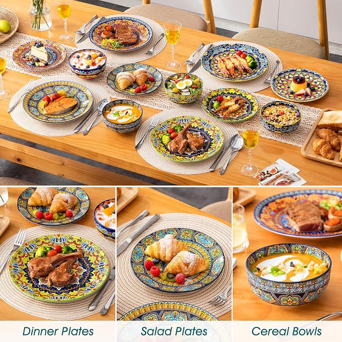 vancasso Plates and Bowls Sets, 12-Piece Porcelain Dinnerware Set Service - Image 6