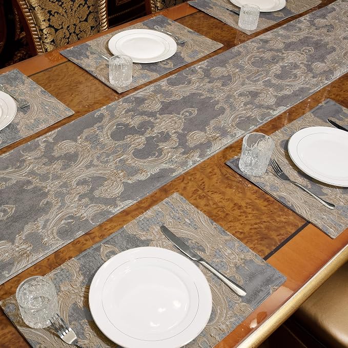 Loom and Mill Luxury Jacquard Damask Table Runner 120 Inches Long, 13x120 in - Image 4