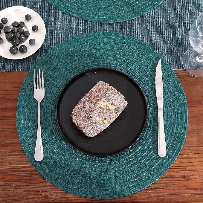 SHACOS Round Placemats Set of 4 Woven Braided Table Placemats 15 inch Circle - Image 2
