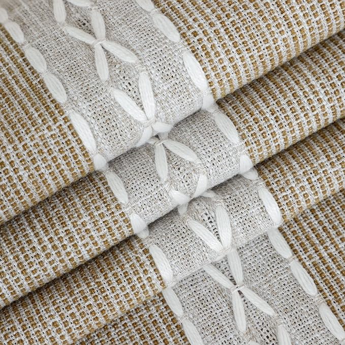 NEWISHER Farmhouse Braided Striped Embroidery Table Runner 48 inches, Rustic - Image 6