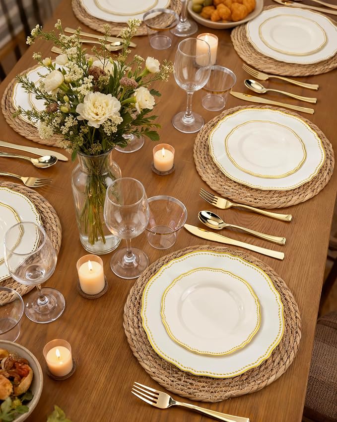 60 Pcs Ivory Gold Dessert Plates - Image 9