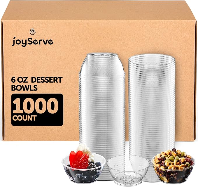 6 Oz Clear Mini Plastic Dessert Bowls Disposable Serving Bowls | Premium Hard by JoyServe