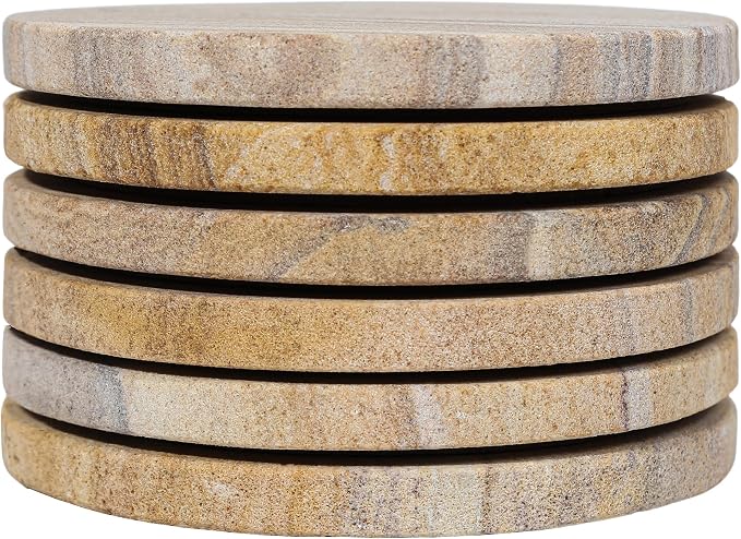 Sandstone Water Absorbent Hand Crafted Round Coasters - Image 2