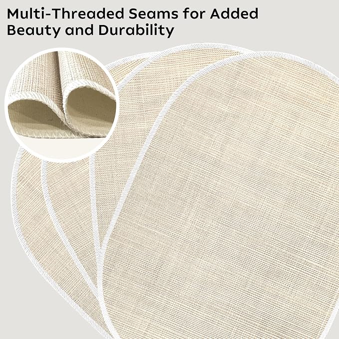 Beige Placemats Set of 4, 12x18 Inch Oval Washable Place Mats Easy to Clean - Image 5