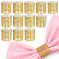 Gold Napkin Rings Bulk Set of 100, Rhinestone Holders by Leglo