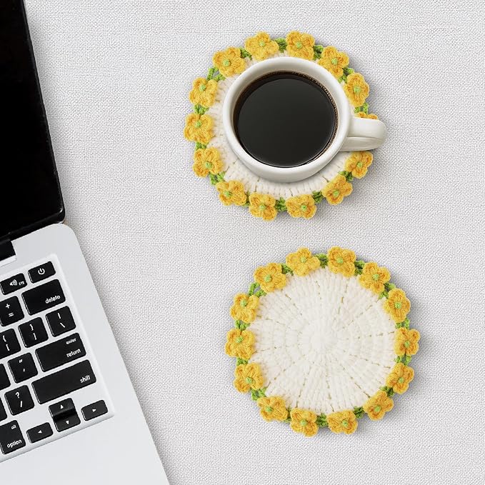 Crochet Flower Coasters, Handmade Bouquet Coasters - Image 5