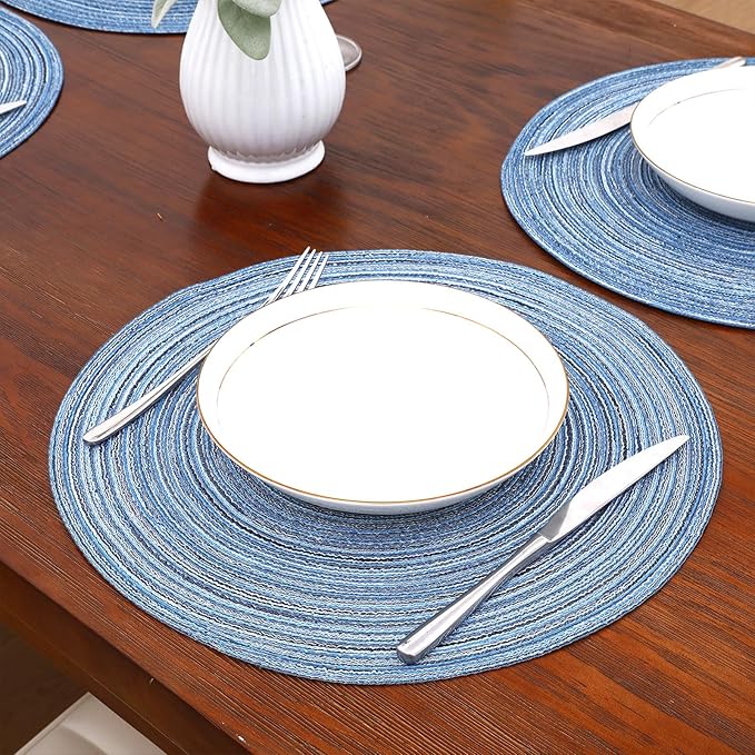 SHACOS Round Braided Placemats Set of 6 Circle Place Mats Kitchen Table Mats - Image 6
