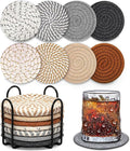 Woven Coasters Set of 8, Absorbent Drink Coasters by Windran