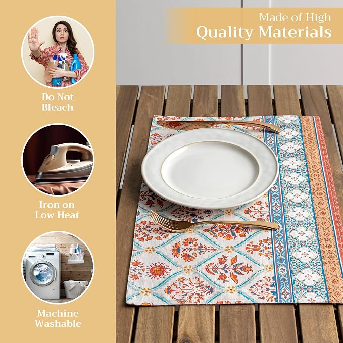 Maison d' Hermine Placemats Set of 4 Reusable 100% Cotton | Cloth Place Mats - Image 3