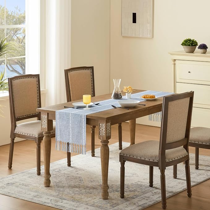 Hemstitched Farmhouse Table Runner, Cotton Linen Table Runners 90 Inches Long - Image 3