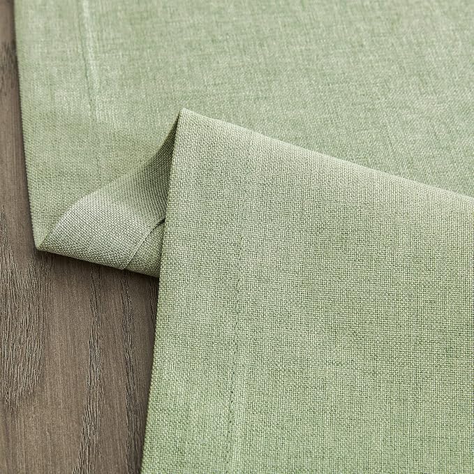Basic Linen Style Table Runner, 14x90 Inch Sage Green | Mitered Corner Design - Image 6