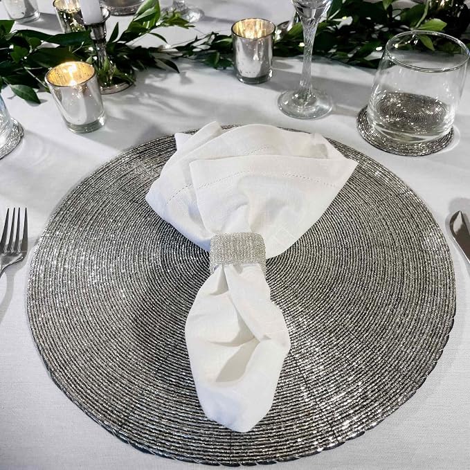 Handmade Beaded Coasters, Glass Bead Coasters in Silver, Coffee Table Décor - Image 3