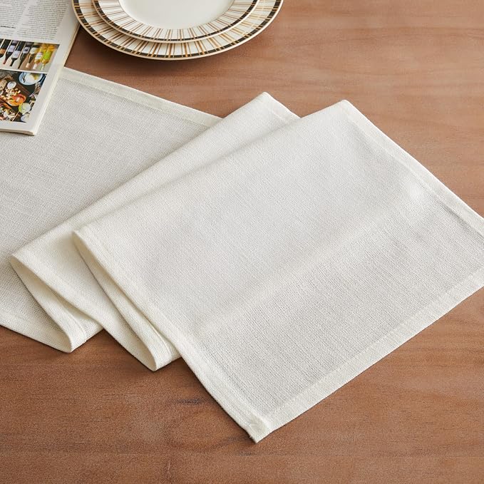 Rustic Cotton Linen Table Runner, 13x48 Inches Off White | Farmhouse Style - Image 2