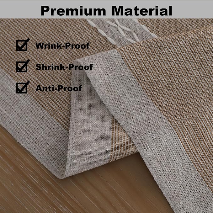 Gernaice 2PCS Boho Table Runner, Rustic Cotton Linen Farmhouse Table Runners - Image 4