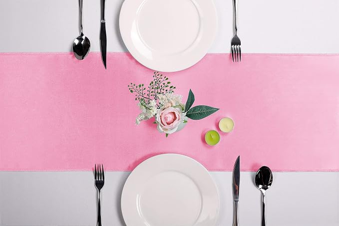 10-Pack Satin Table Runner Pink 12 x 108 inches Long, Table Runners - Image 2