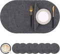 Homaxy Round Faux Leather Placemats and Coasters, Dark Grey | Washable by Homaxy