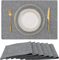 Faux Cotton Linen Placemats Set of 6, Cloth Washable Farmhouse Dining Table Mats by homing