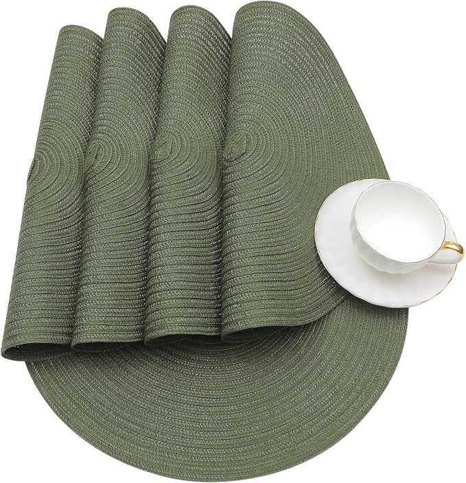 SHACOS Round Placemats Set of 8 Washable 15 inch Round Table Mats Cotton - Image 7