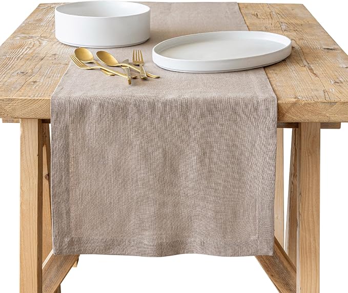 Over&Back 18x90 Washed 100% Linen Table Runner by overback