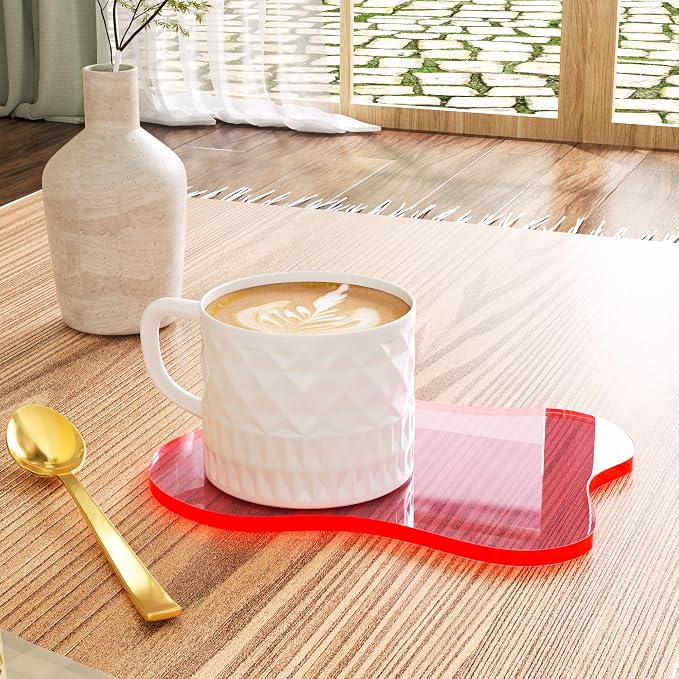 Acrylic Coaster Decorative Plates, Coral Pink Bar Drink Coaster - Image 2