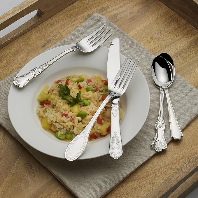 Wallace Hotel 77-Piece Flatware Set, 18/10 Stainless Steel Silverware Set - Image 4