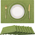 Faux Cotton Linen Placemats Set of 8, Cloth Washable Farmhouse Dining Table Mats by homing