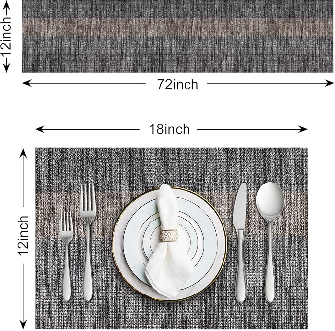 Aofmee Table Runner and Placemats Set of 6 Washable, Heat Resistant Place Mats - Image 3