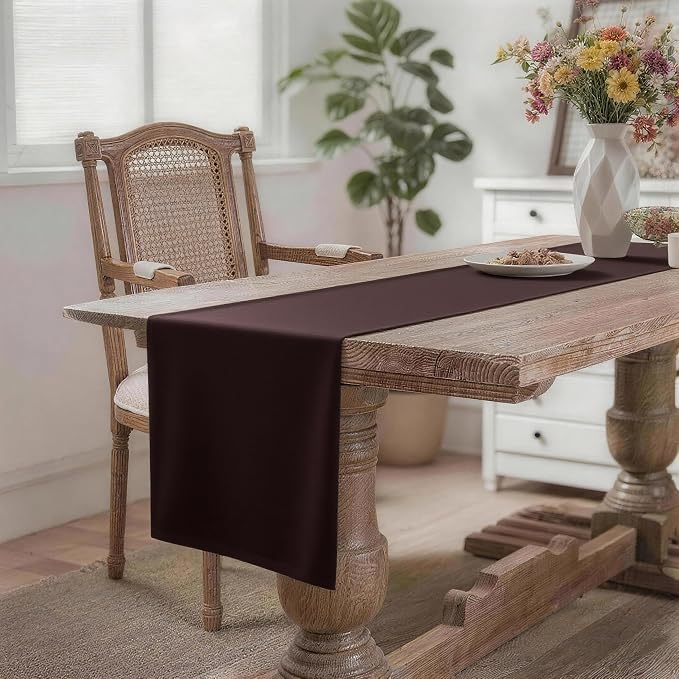 MEANMOY Brown Table Runner 48 Inches Long Waterproof Washable Table Runners | - Image 2